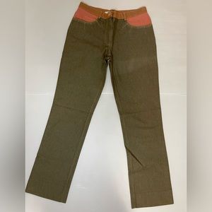 Marc Jacobs Olive and Coral Straight Leg Jeans
